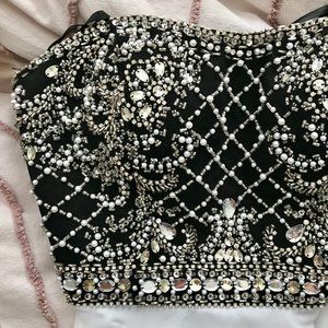 Black & White Beaded Prom Dress
